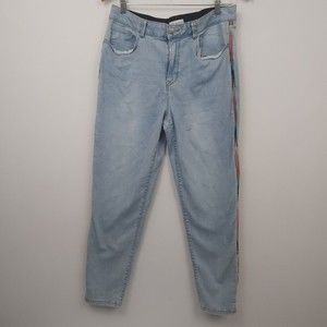 Women's Mid-rise Embroidereed‎ Denim Ankle Pants Knox Rose Light Wash Size 14